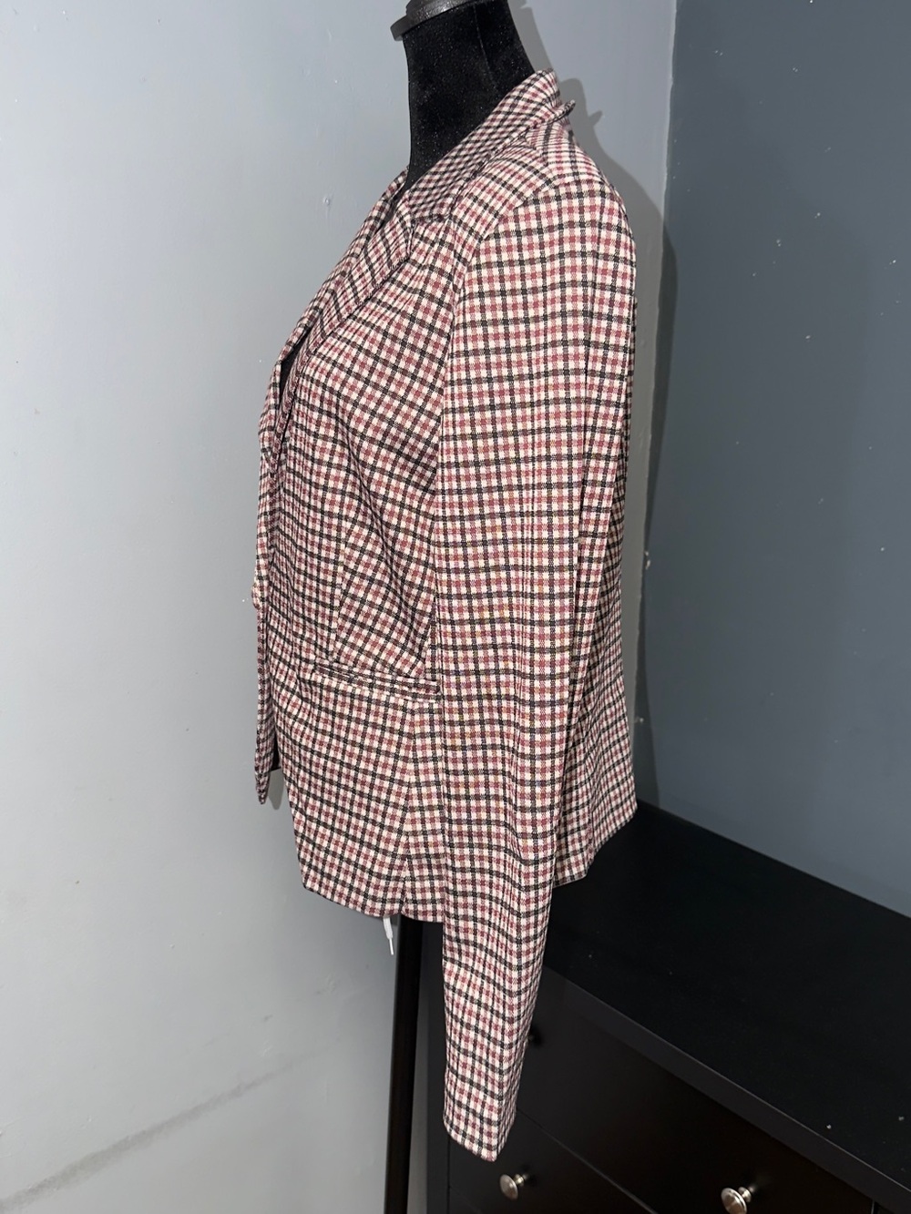 Houndstooth Pattern Single-Button Women's Blazer - Picture 2 of 6